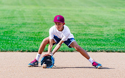 camper playing baseball